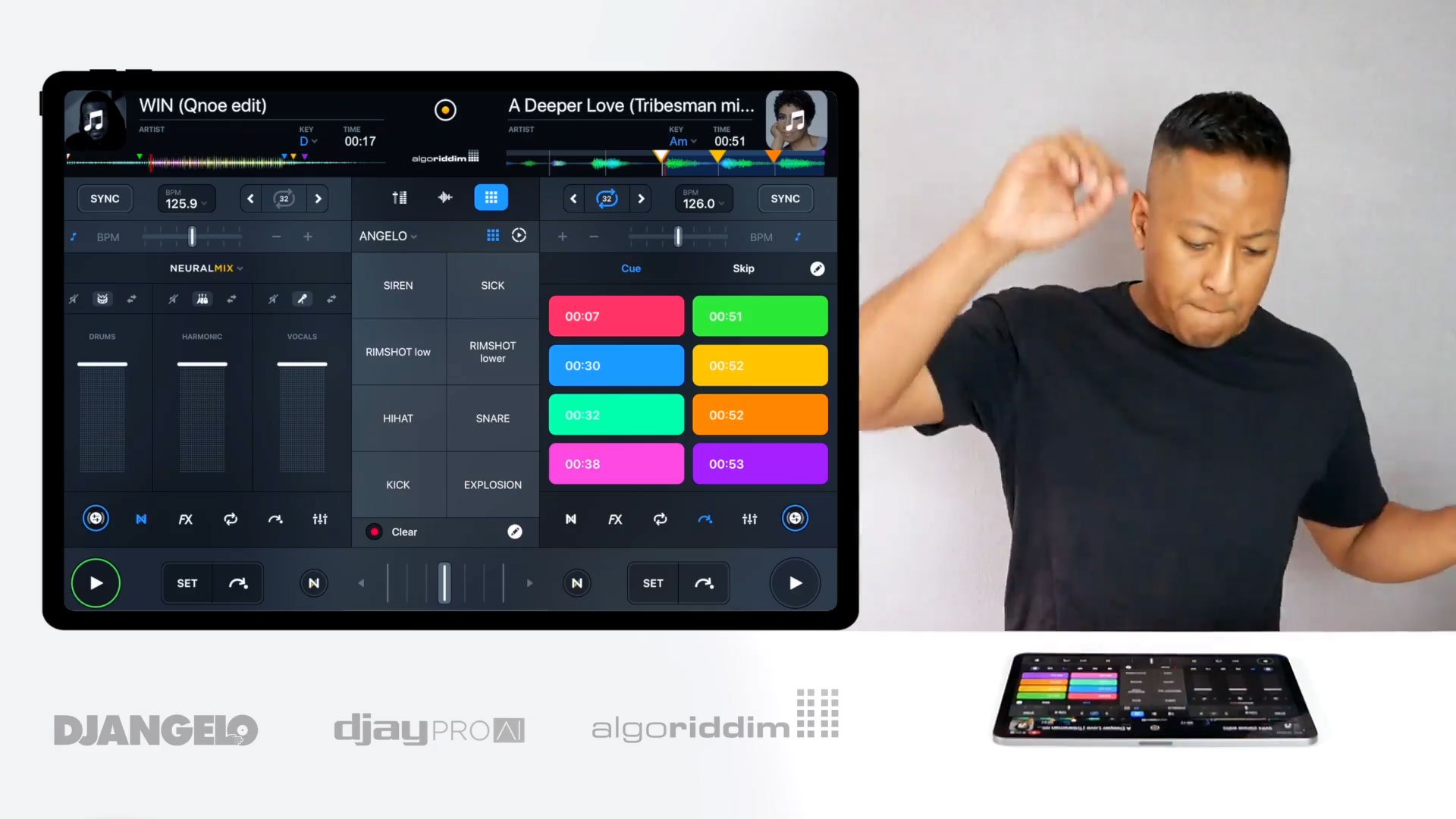DJ Angelo djay pro ai algoriddim iPad Pro demo performance (1)